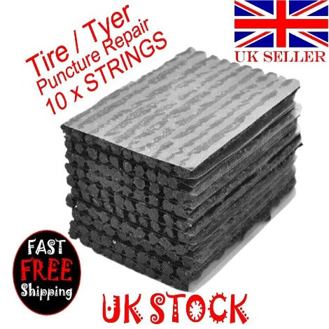 10Pcs Tubeless Tyre Tire Puncture Repair Kit Strips Plug Bike Van Car Truck