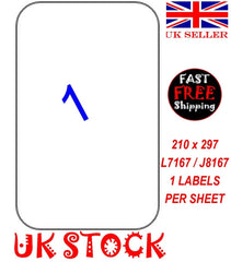 Labels White A4 Sheets Sticky Self Adhesive for Inkjet Laser Copier Printer peel