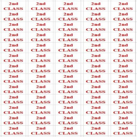 2nd Class Sticky Labels Small Stickers Post Details Postal Service -UK