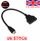1080P HDMI Port Male to 2 Female 1 In 2 Out Splitter Cable Adapter Converter-UK