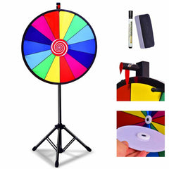 24" Color Prize Wheel Dry Erase Fortune Spinning Tabletop Floor Stand Win Game