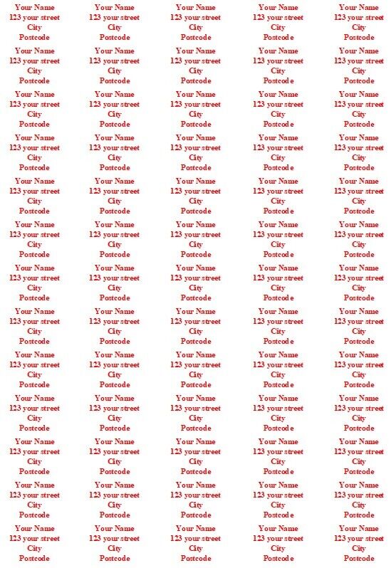 Personalised Self Adhesive Address Return Labels - Pre Printed BLACK / RED