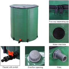 50 Gallon Portable Folding Rain Barrel Water Collector For Garden Farm Green UK