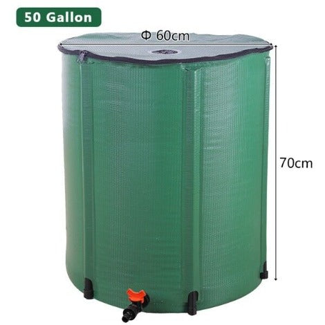 50 Gallon Portable Folding Rain Barrel Water Collector For Garden Farm Green UK