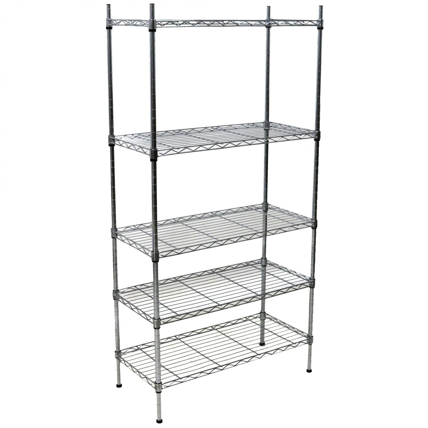 Heavy Duty 5 Tier Garage Shelving Unit Storage Shelves Shelf Racking Wire Shelf