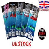 Mackerel Feather 7 Hooks Hook size 2 Saltwater Fishing - UK