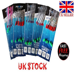 Mackerel Feather 7 Hooks Hook size 2 Saltwater Fishing - UK