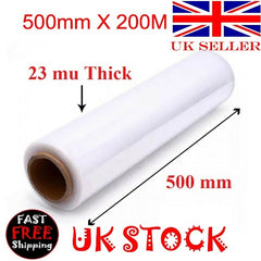 STRONG 23MU ROLLS CLEAR 500mm Wide PALLET STRETCH SHRINK WRAP CLING FILM - UK