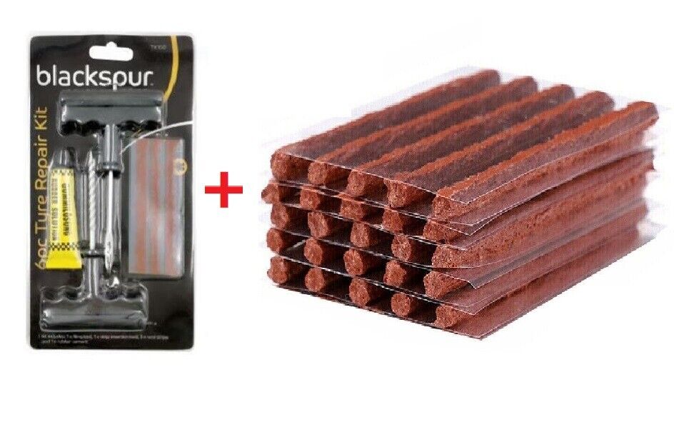 Tubeless Tire Tyre Puncture Repair Kit 4" Strips Plug Car Van Truck Bike