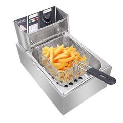 EH81 6.3QT/ 6L Stainless Steel Single Cylinder Electric Fryer 2500W 220-240V UK