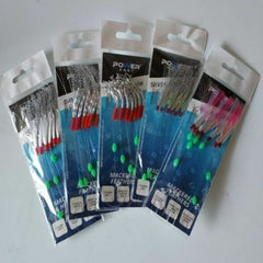 mackerel feathers sea fishing rigs lures 7 Hooks Sabiki Rig - hook size 2