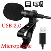 USB 2.0 Mic Microphone Clip-on Lapel Mini Lavalier PC Type C For Recordings
