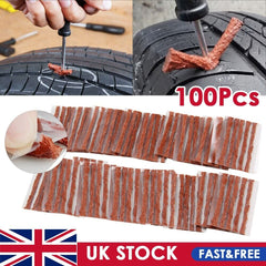 100Pcs Car Bike Tubeless Seal 10cm Strip Plug Tire Puncture Repair Recovery Kit
