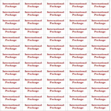 International PACKAGE Small Labels Self Adhesive Printed Mail stickers - UK