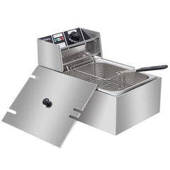 EH81 6.3QT/ 6L Stainless Steel Single Cylinder Electric Fryer 2500W 220-240V UK