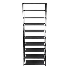 10 Tier Stackable Shoe Rack Storage Shelves - Stainless Steel Frame Holds 50 Pairs Of Shoes