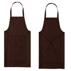 Plain Unisex Cooking Catering Work Apron Tabard with Twin Double Pocket Brown