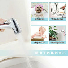 Chrome Muslim Shower Head and Hose Bidet Spray Tap for Toilet Hygienic Handheld