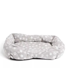 My Pets Essentials Pet Cushion - Grey Paw Print Cat Bed Cat Cushion - UK