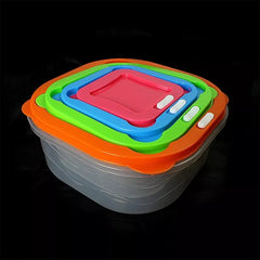 Set Of 4 Plastic Containers Multiple Size Food Storage Box Keep Fresh with Lids