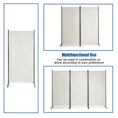 3-Panel Freestanding Wood Room Divider with Durable Hinges Steel Base-Grey