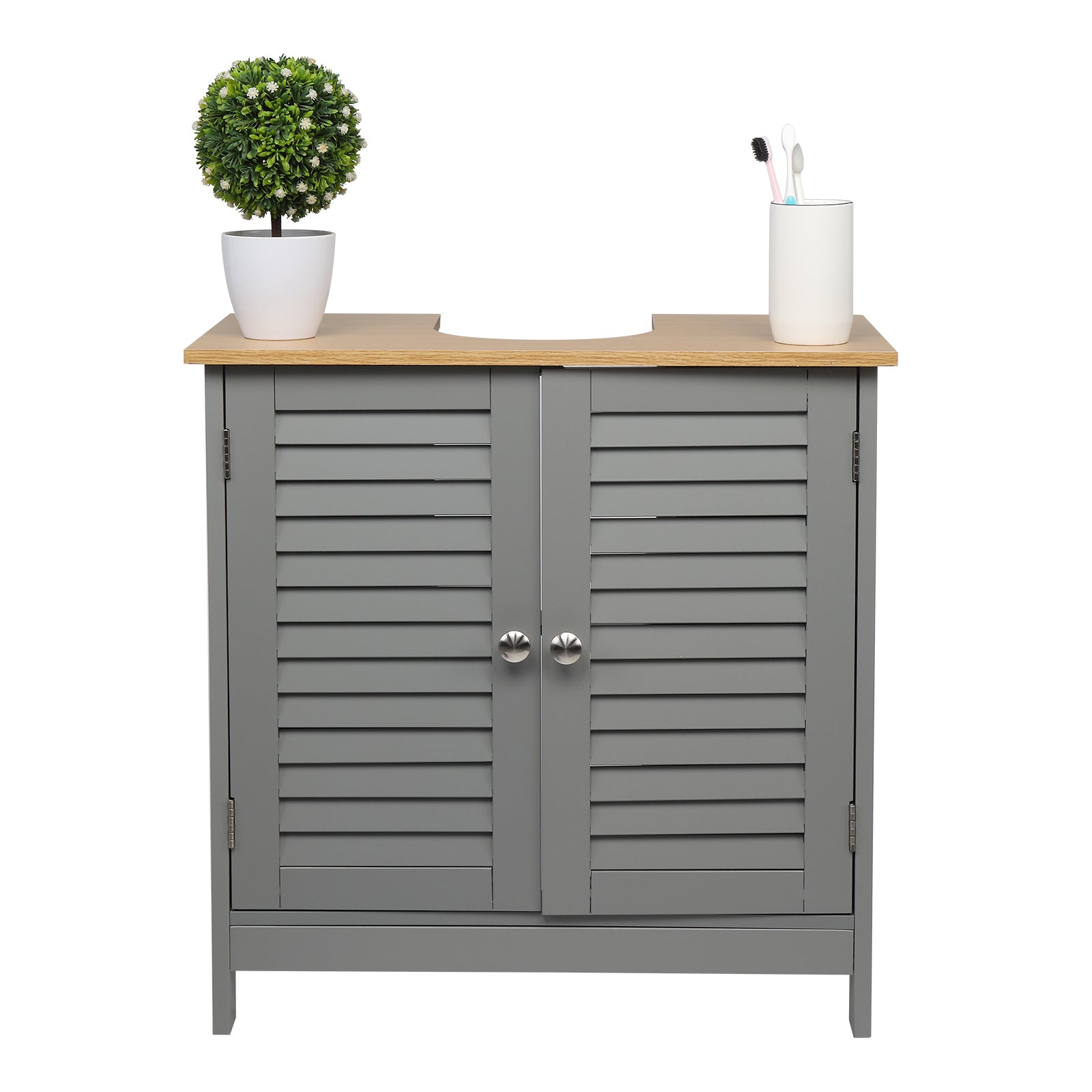 FCH Modern Double Shutter Door MDF Spray Paint  Bathroom Sink Cabinet Gray