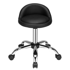 Semi PU leather Nylon wheels 150kg Black Technician's stool Round stool with small backrest Five star feet