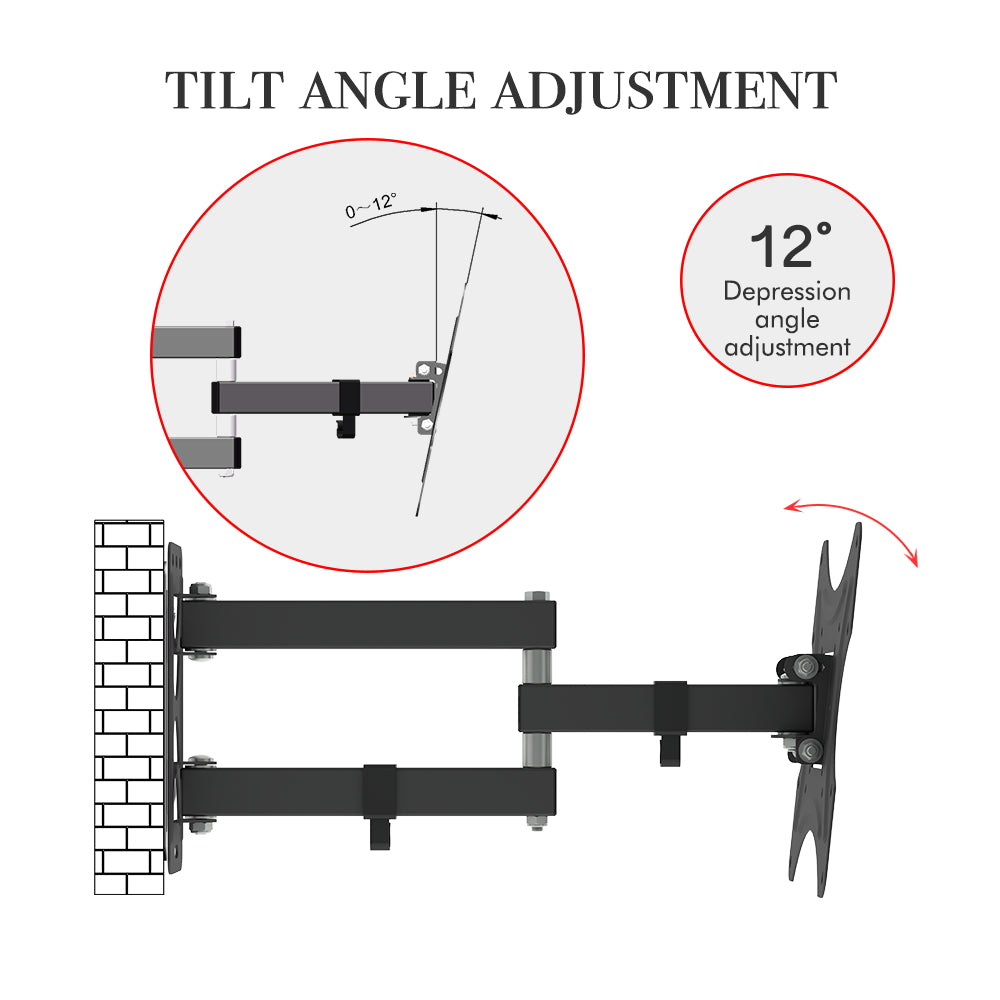 LEADZM 26-50" Adjustable Wall Mount Bracket Rotatable TV Stand TMX200 with Spirit Level