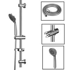 Slider Rail Shower Riser Kit Stainless Soap Bar Holder Hose Head Set
