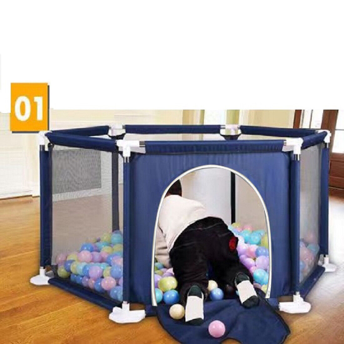 Large Baby Playpen 6 Sides Infant Kids Yard Activity Center Safety Zipper Door