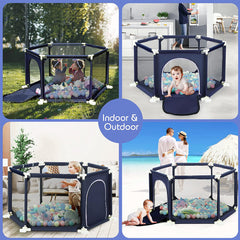 Large Baby Playpen 6 Sides Infant Kids Yard Activity Center Safety Zipper Door