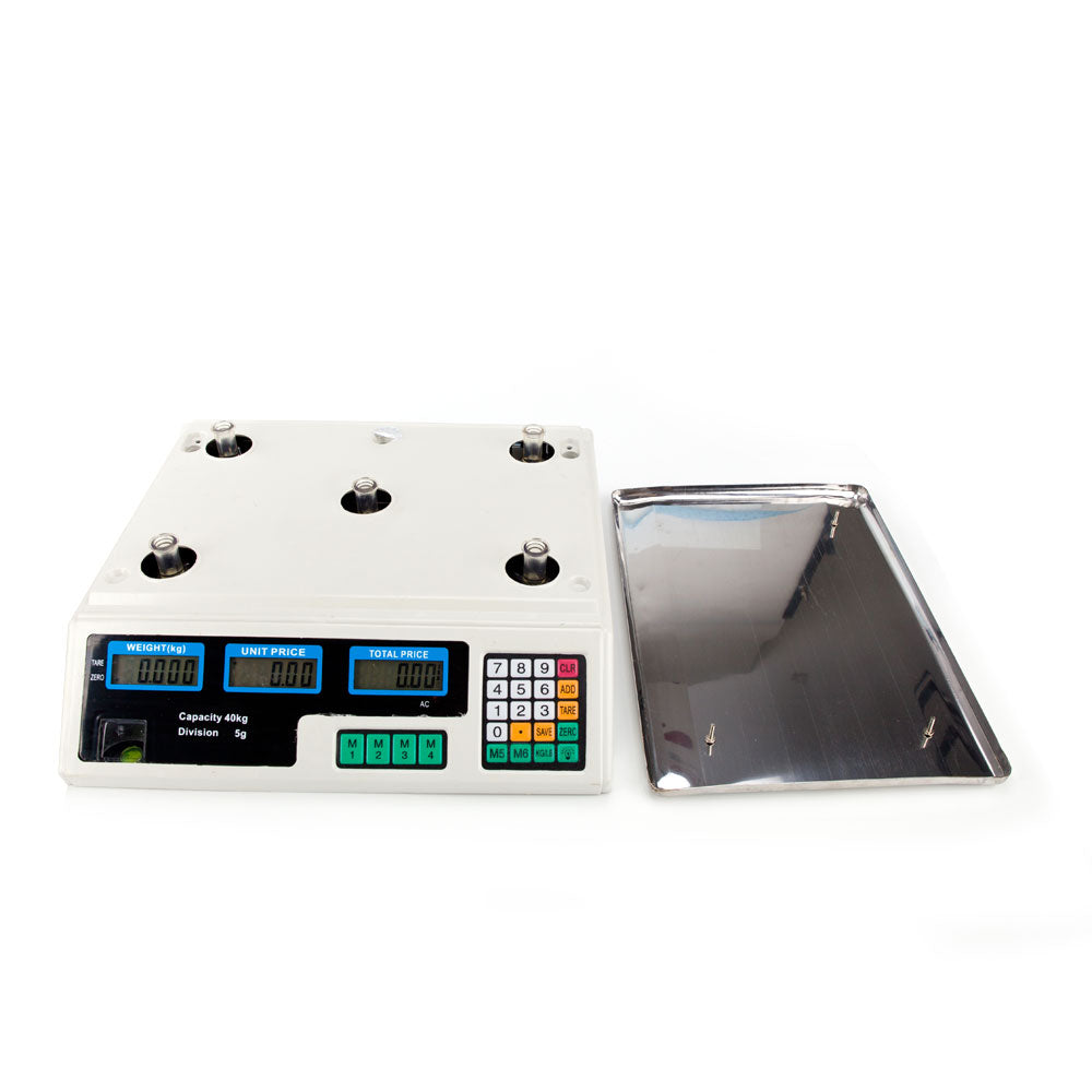 ACS-30 40kg/5g Digital Price Computing Scale for Vegetable UK Plug Silver & White