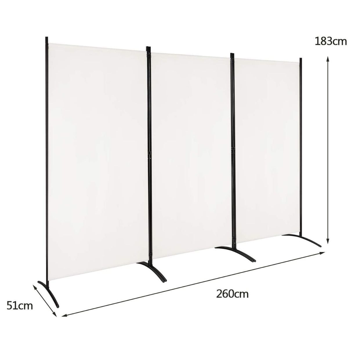 3-Panel Freestanding Wood Room Divider with Durable Hinges Steel Base-Grey