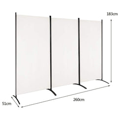 3-Panel Freestanding Wood Room Divider with Durable Hinges Steel Base-Grey