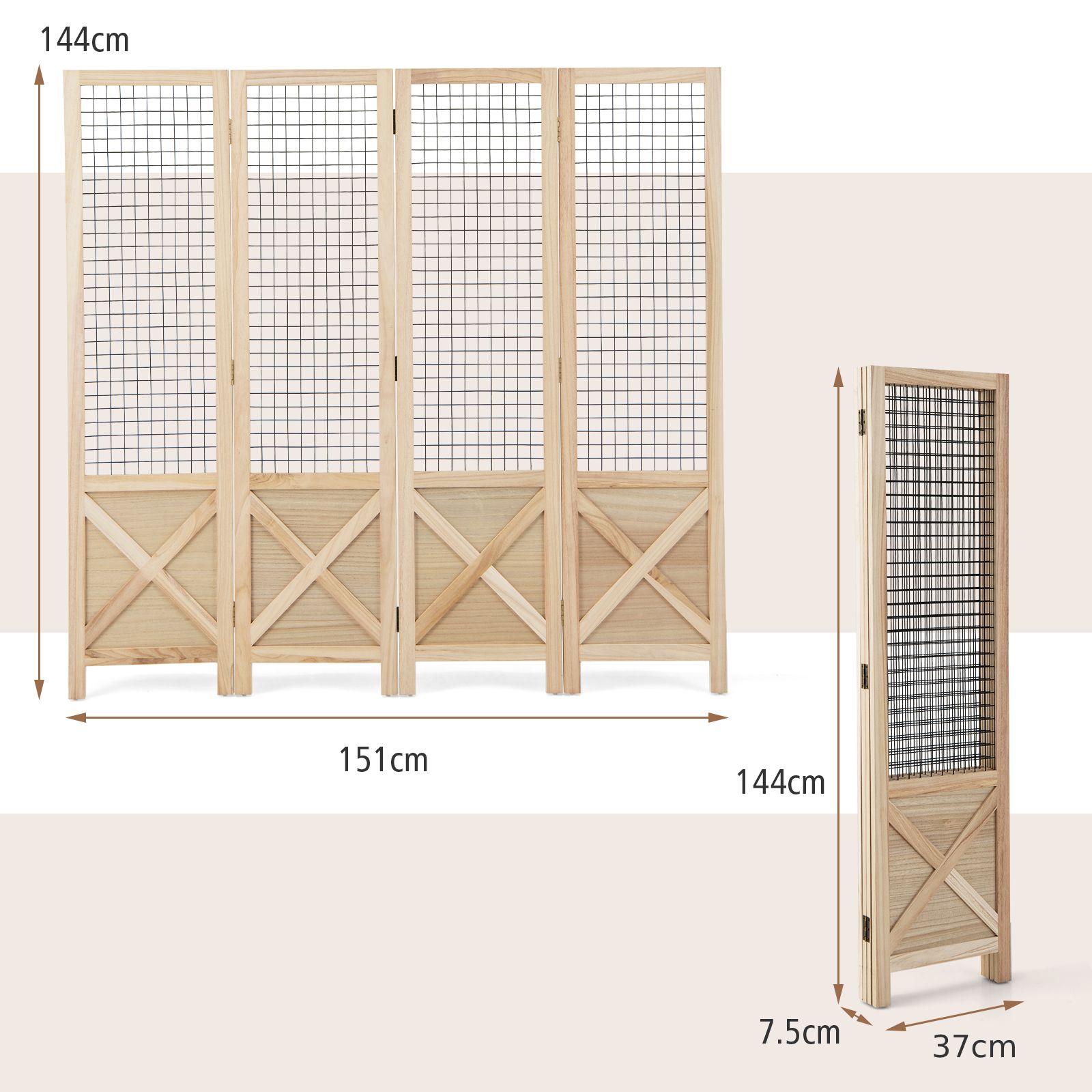 4-Panel Folding Gridwall Display Stand Room Divider