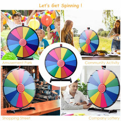 24" Color Prize Wheel Dry Erase Fortune Spinning Tabletop Win Game Party Fun -UK