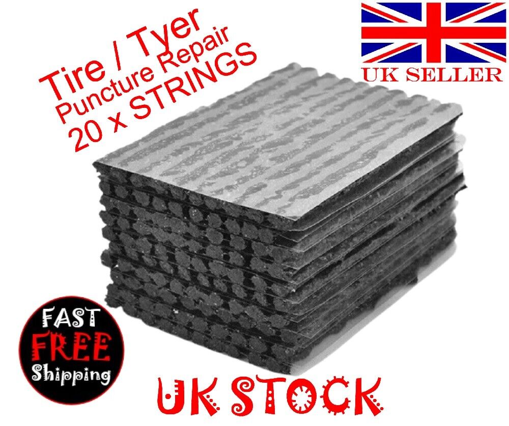 Tubeless Tyre Tire Puncture Repair Kit Strips Plug Bike Van Car Truck -20Pcs -UK