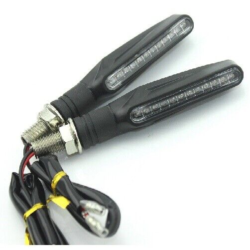 Motorcycle 12 LED Turn Signal Indicators Motorbike Flowing Water Amber Light x 2