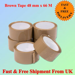 STRONG BROWN PARCEL PACKING PACKAGING TAPE SELLOTAPE CARTON SEALING 48MM X 66M