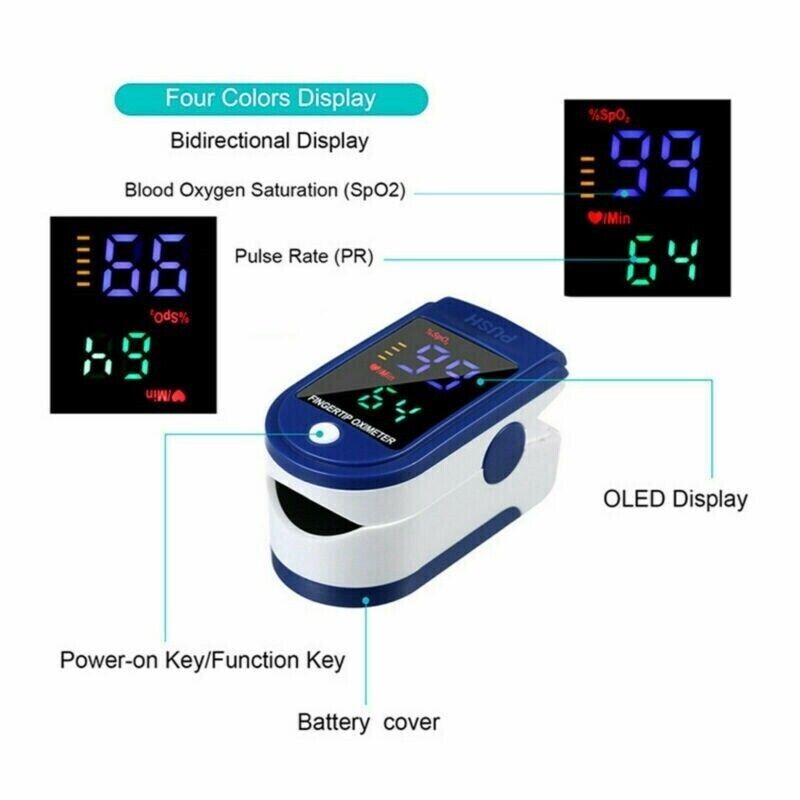 Heart Rate Monitor Oximeter Blood Oxygen SpO2 Finger Pulse Saturation Meter FDA