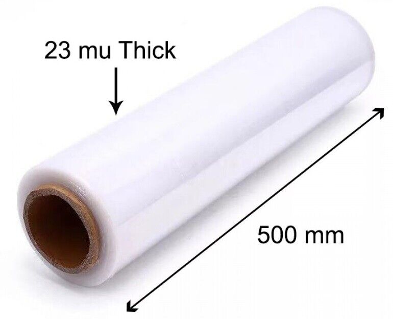 STRONG 23MU ROLLS CLEAR 500mm Wide PALLET STRETCH SHRINK WRAP CLING FILM - UK