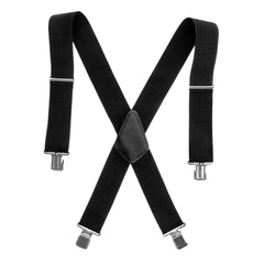 50mm Unisex Mens Men Braces Plain Black Wide & Heavy Duty Suspenders Adjustable