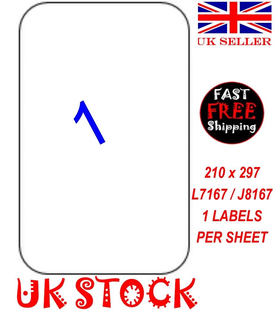 Labels White A4 Sheets Sticky Self Adhesive for Inkjet Laser Copier Printer peel