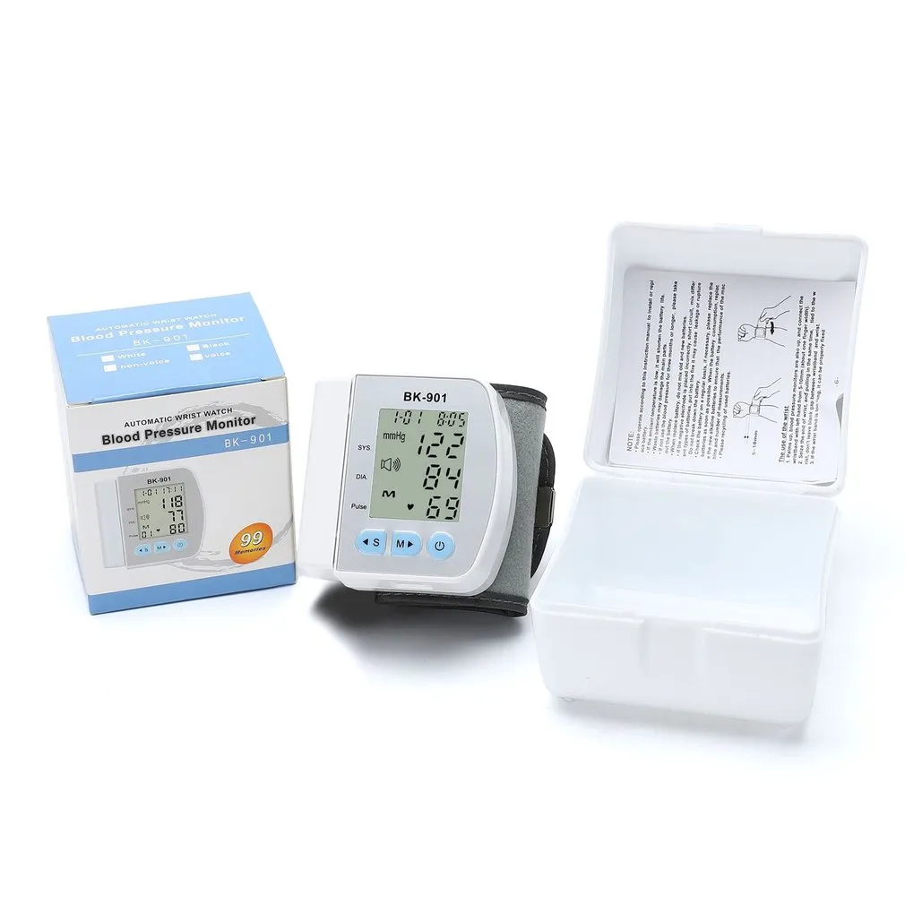 LCD Digital Wrist Blood Pressure Monitor BP Measure Heart Beat Rate Pulse Device