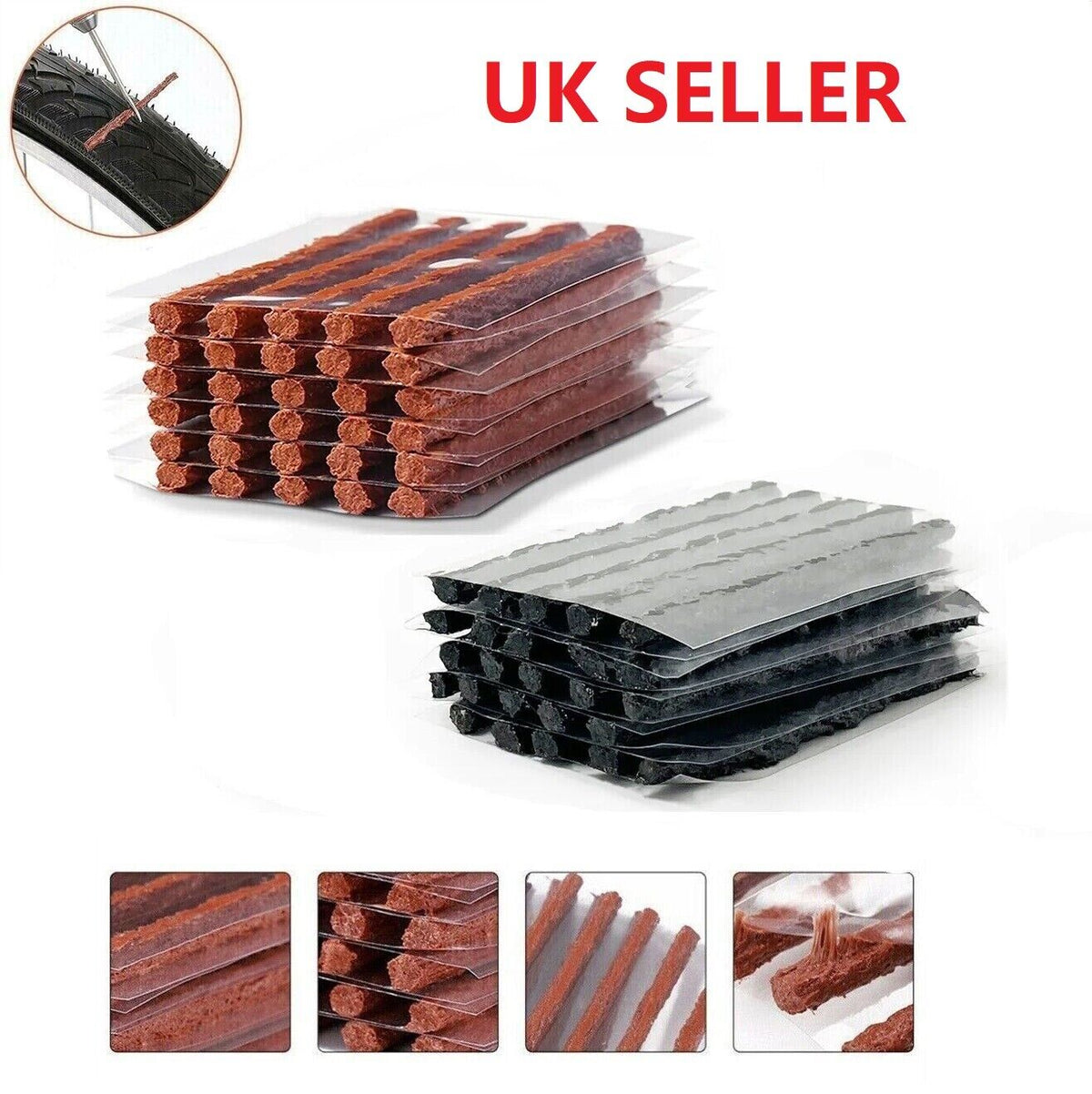 5-100 Tubeless Tire Tyre Puncture Repair Kit Strips Plug Car Van Truck Bike 10CM