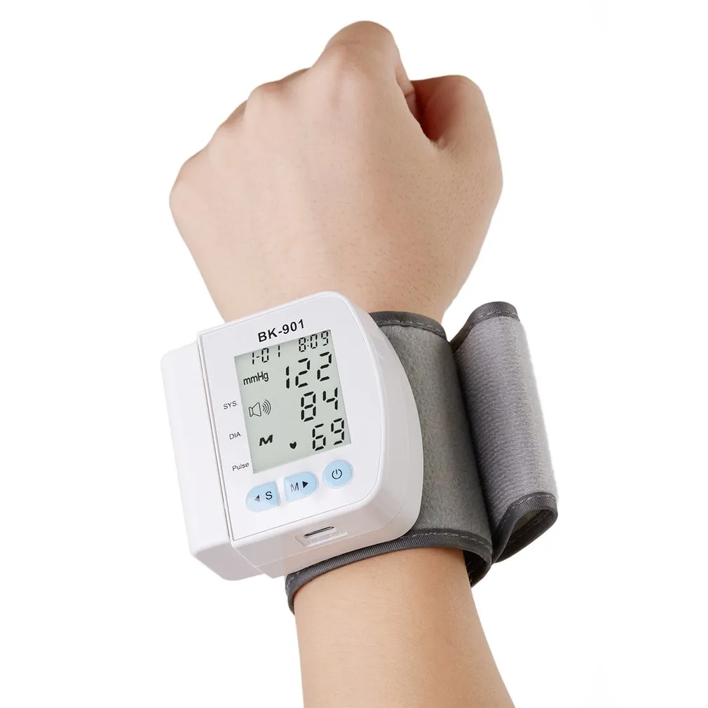 LCD Digital Wrist Blood Pressure Monitor BP Measure Heart Beat Rate Pulse Device