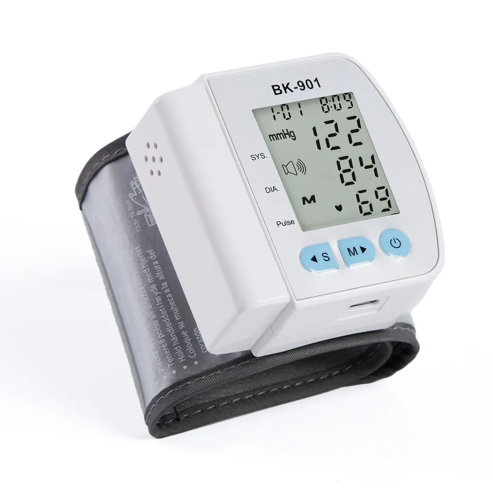 LCD Digital Wrist Blood Pressure Monitor BP Measure Heart Beat Rate Pulse Device