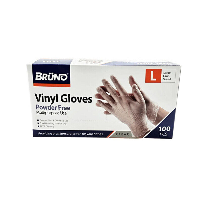 100 Disposable Vinyl Clear Examination Gloves Powder Free Latex Free Gloves