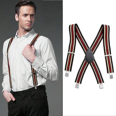 50mm Adjustable Grid Plain Mens Braces Suspenders Heavy Duty Trouser Elastic UK