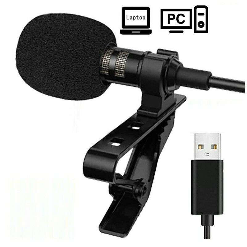 Clip-on Lapel Mini Lavalier USB 2.0 Mic Microphone for PC Recording - UK